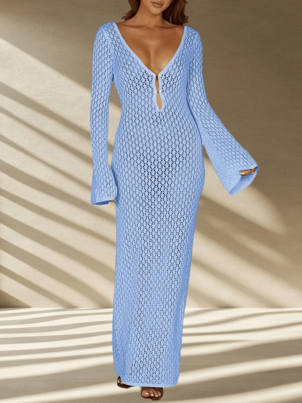 Women Crochet Maxi Cover Up Dress Long Sleeve Beach Swim Vacation Knit Dress
Women Crochet Maxi Cover Up Dress Long Sleeve Beach Swim Vacation Knit Dress
