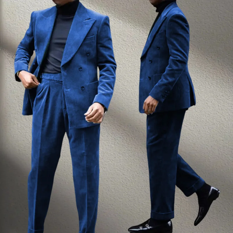 Autumn Winter Corduroy Men's 2 pieces suit Man blue suit Jacket suit Pants Suit Thick top for Wedding Banquet Business
Autumn Winter Corduroy Men's 2 pieces suit Man blue suit Jacket suit Pants Suit Thick top for Wedding Banquet Business