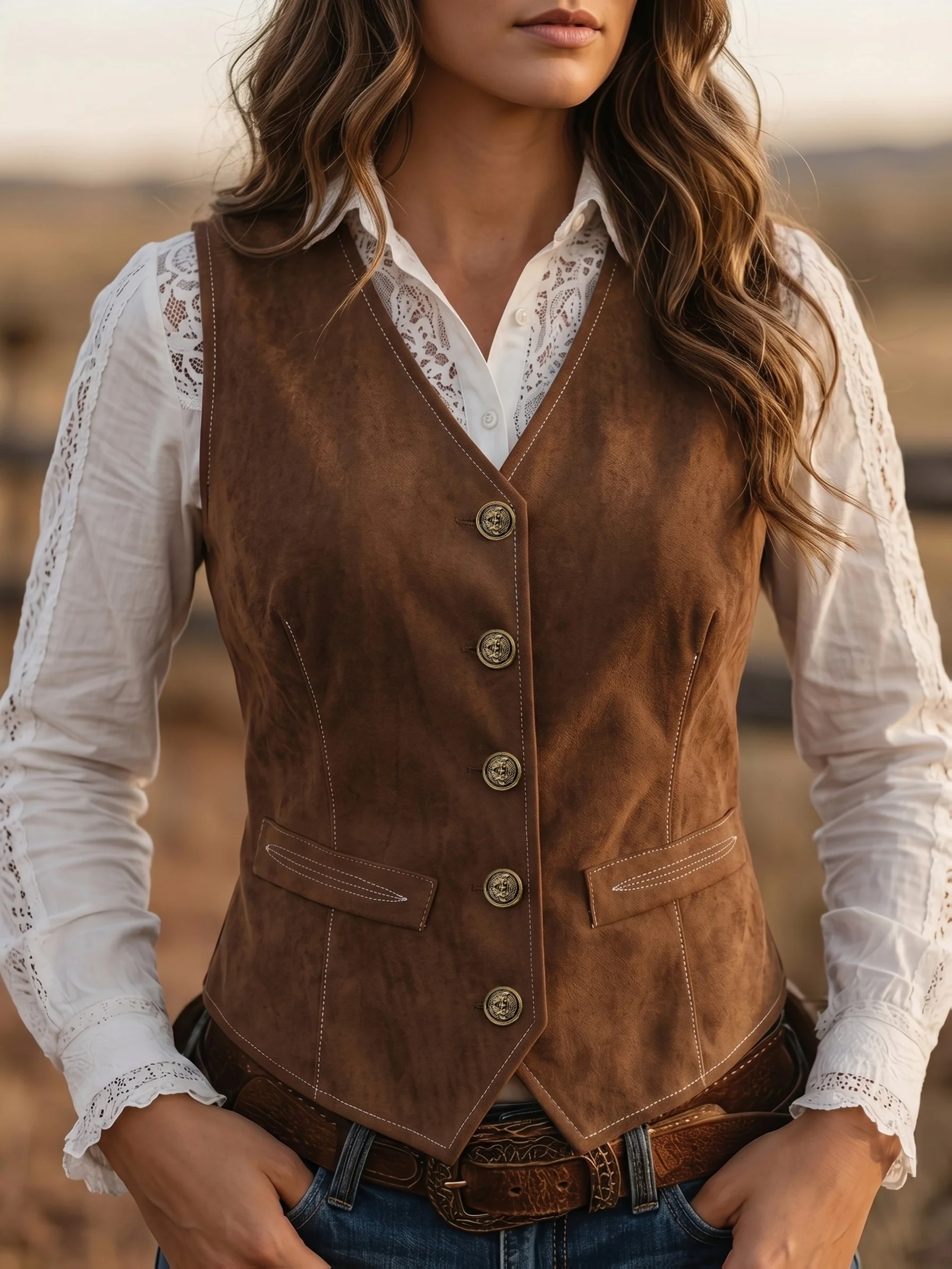 Women's Vintage Western Cowboy Sleeveless Vest
Women's Vintage Western Cowboy Sleeveless Vest