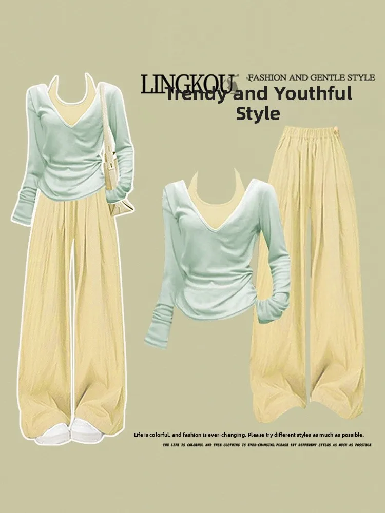 Summer Anti-Aging Large Size Women's Korean Style Knitted Top Casual Pants Three-Piece Set Elegant Long Sleeve T-Shirt Ensemble
Summer Anti-Aging Large Size Women's Korean Style Knitted Top Casual Pants Three-Piece Set Elegant Long Sleeve T-Shirt Ensemble