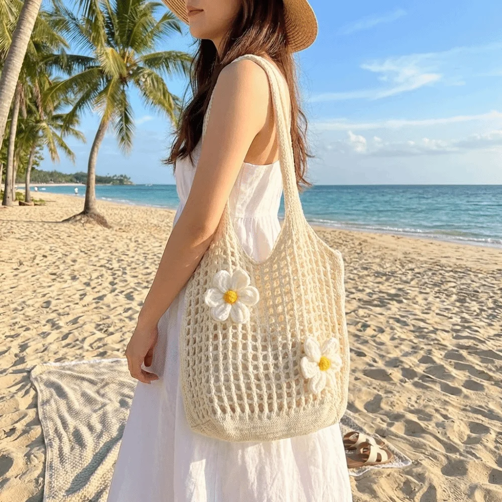 Casual Flower Knitted Tote Bag Woolen Eco-Friendly Crochet Handbag Lightweight Hobo Bag Hollow Shoulder Bag Vacation
Casual Flower Knitted Tote Bag Woolen Eco-Friendly Crochet Handbag Lightweight Hobo Bag Hollow Shoulder Bag Vacation