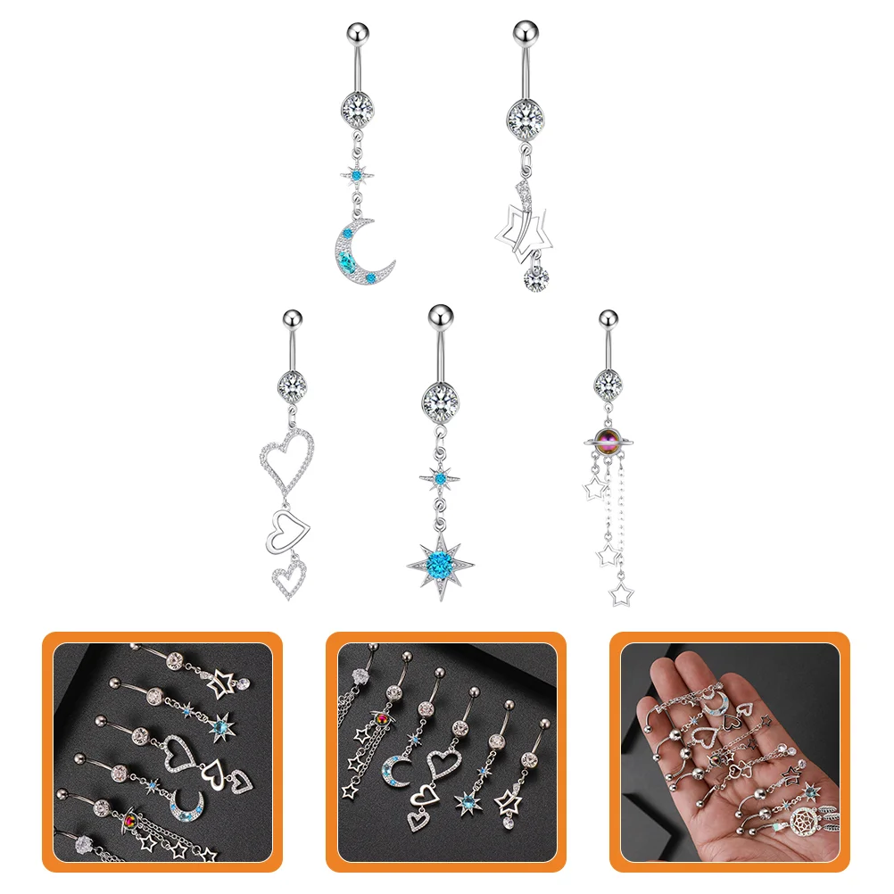 5 Pcs Star Shape Dangle Belly Button Rings Clip Navel Piercing Jewelry Fashion Body for Women Party Gift Safe
5 Pcs Star Shape Dangle Belly Button Rings Clip Navel Piercing Jewelry Fashion Body for Women Party Gift Safe
