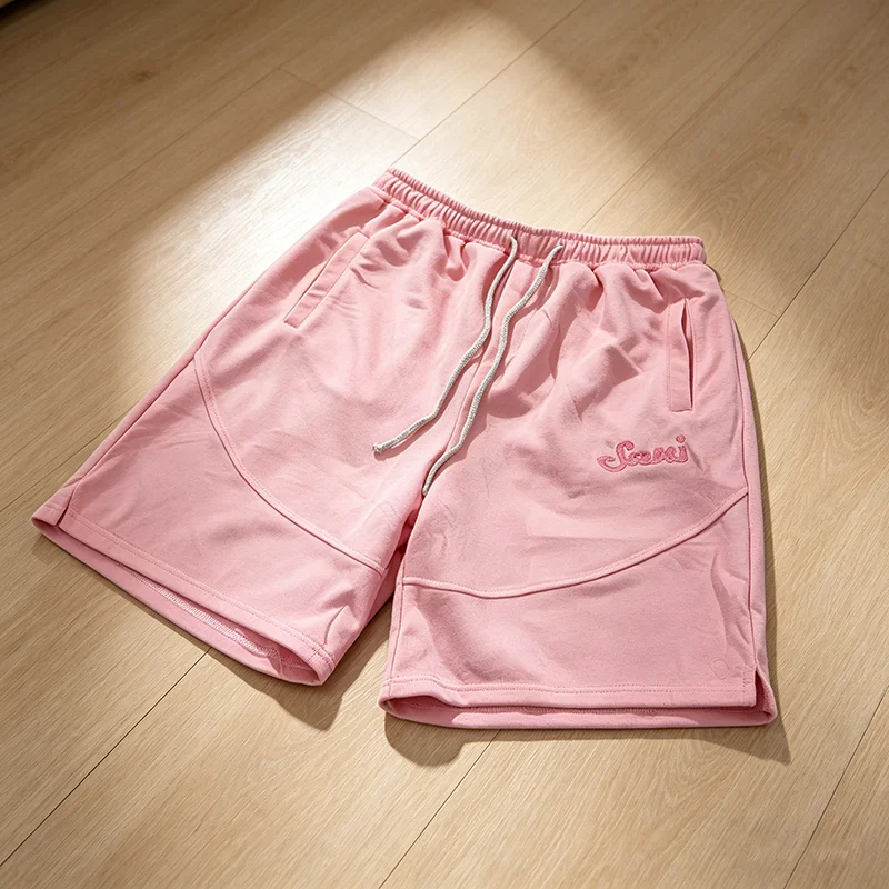 Summer New Fashionable Threaded Drawstring Shorts Light Pink Pants with Embroidered Alphabet Design Elastic Five Point Men Pants
Summer New Fashionable Threaded Drawstring Shorts Light Pink Pants with Embroidered Alphabet Design Elastic Five Point Men Pants