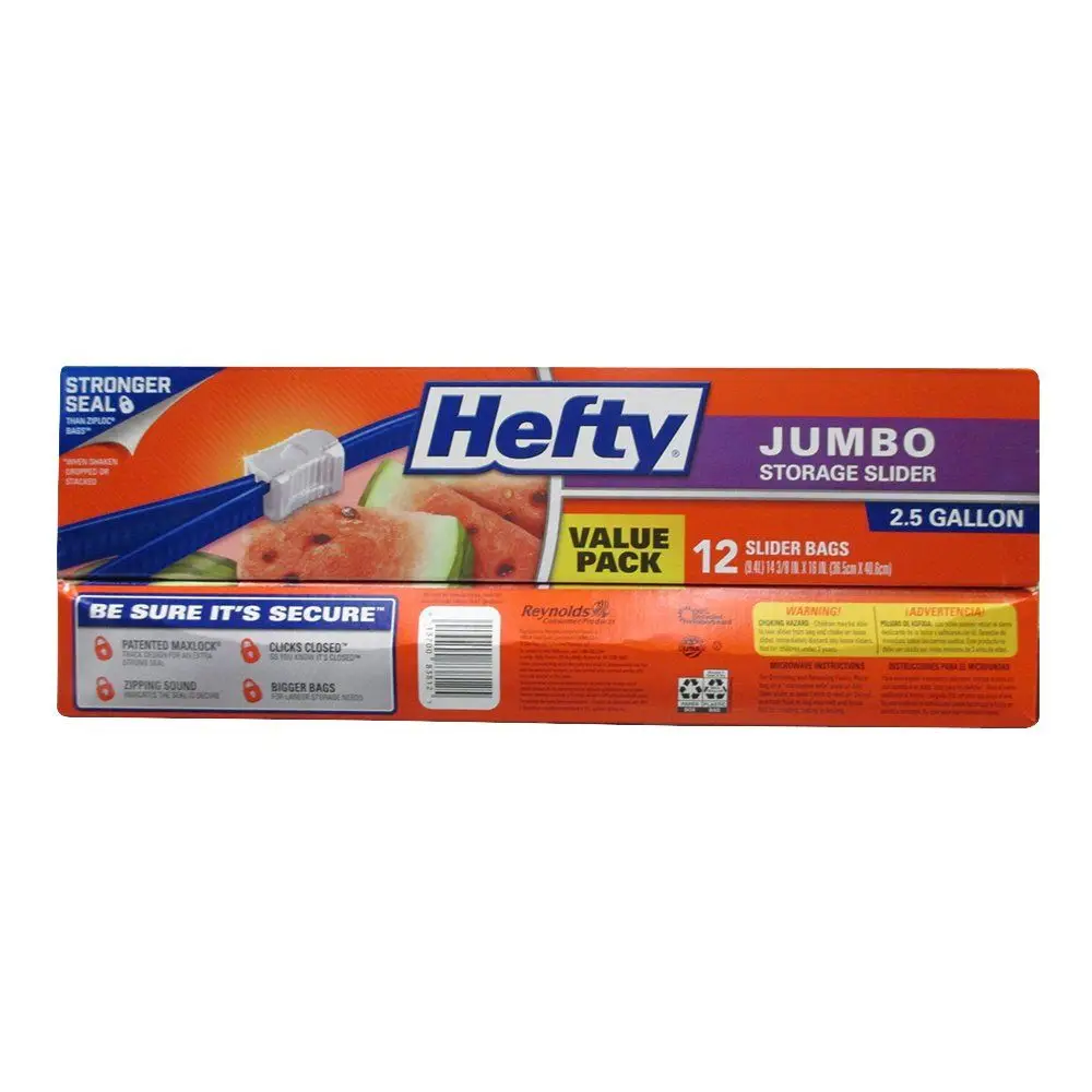 Slider Jumbo Storage Bags, 2.5 Gallon Size, 12 Count Pack of 9, 108 Total
Slider Jumbo Storage Bags, 2.5 Gallon Size, 12 Count Pack of 9, 108 Total