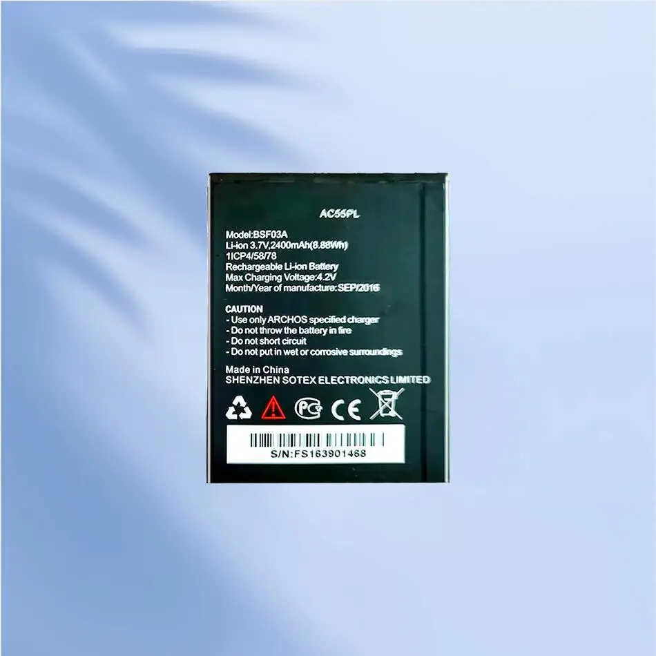 Сменный аккумулятор AC55PL для мобильного телефона Archos 55 Platinum BSF03A 
Сменный аккумулятор AC55PL для мобильного телефона Archos 55 Platinum BSF03A