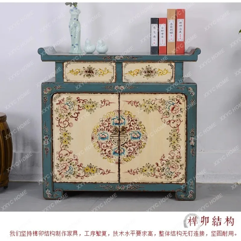 LLNew Chinese style antique solid wood old painted entrance cabinet blue upturned dining side cabinet
LLNew Chinese style antique solid wood old painted entrance cabinet blue upturned dining side cabinet