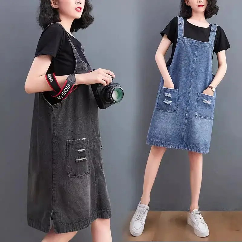 2023 Summer Short Strap Dress Large Size Loose Fashionable And Stylish Thin Style Broken Holes Retro Slim Denim Dress Mini K695
2023 Summer Short Strap Dress Large Size Loose Fashionable And Stylish Thin Style Broken Holes Retro Slim Denim Dress Mini K695