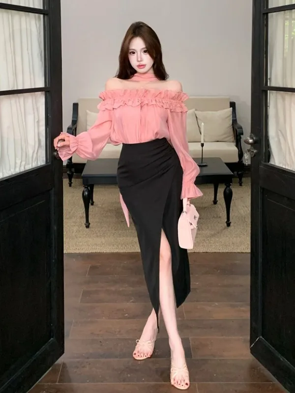 Sexy Two-Piece Set High Waist Asymmetrical Hemline Shirt And Skirt Combo for Women Summer 2026 Chic Anti-Wrinkle Long Sleeve
Sexy Two-Piece Set High Waist Asymmetrical Hemline Shirt And Skirt Combo for Women Summer 2026 Chic Anti-Wrinkle Long Sleeve