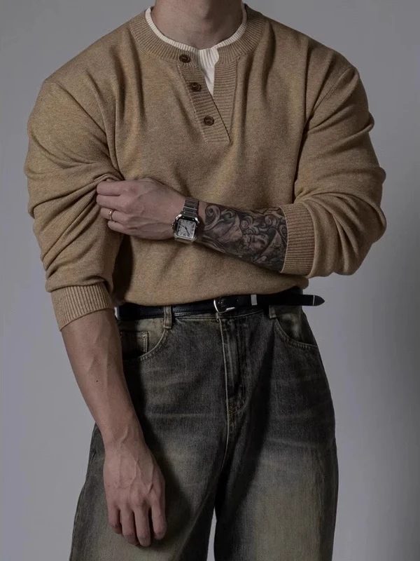 Warm Breathable Fitn Men's Knitted Muscle Base irt Henry Collar Inner Wear Casual Long Sve Thermal Underwear Top
Warm Breathable Fitn Men's Knitted Muscle Base irt Henry Collar Inner Wear Casual Long Sve Thermal Underwear Top