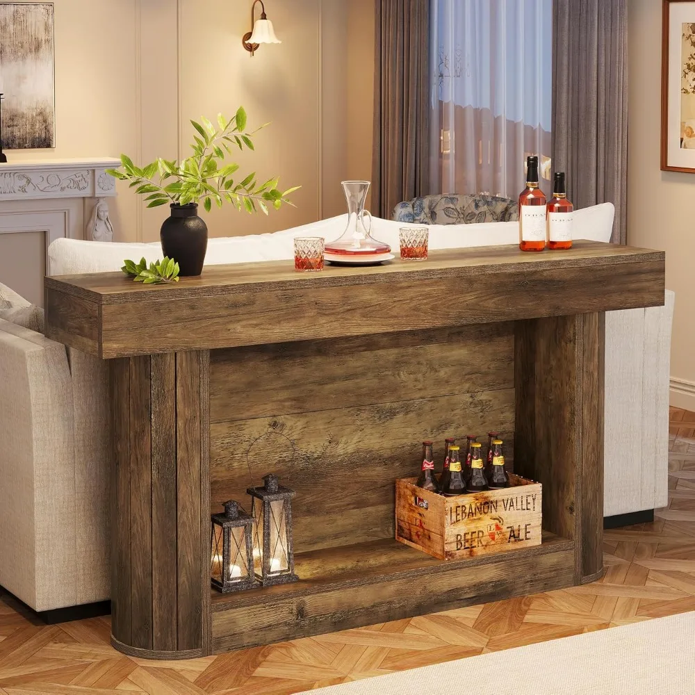63" Console Table for Entryway - Farmhouse 2-Tier Wood Hallway Table with Storage, Narrow Long Sofa Table for Behind Couch
63" Console Table for Entryway - Farmhouse 2-Tier Wood Hallway Table with Storage, Narrow Long Sofa Table for Behind Couch