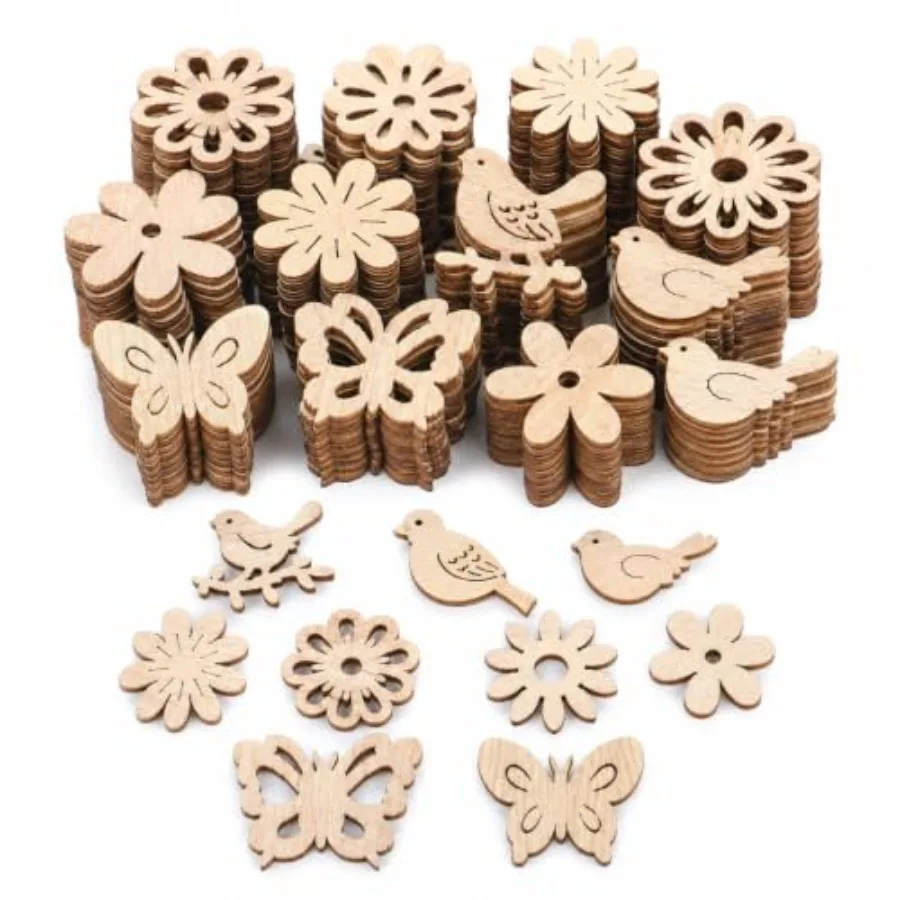 100 Pcs Unfinished Wood Cutouts for Crafts, Mini Wooden Flower Bird Butterfly Shapes, 1 Inch Wood Embellishments for Painting,
100 Pcs Unfinished Wood Cutouts for Crafts, Mini Wooden Flower Bird Butterfly Shapes, 1 Inch Wood Embellishments for Painting,