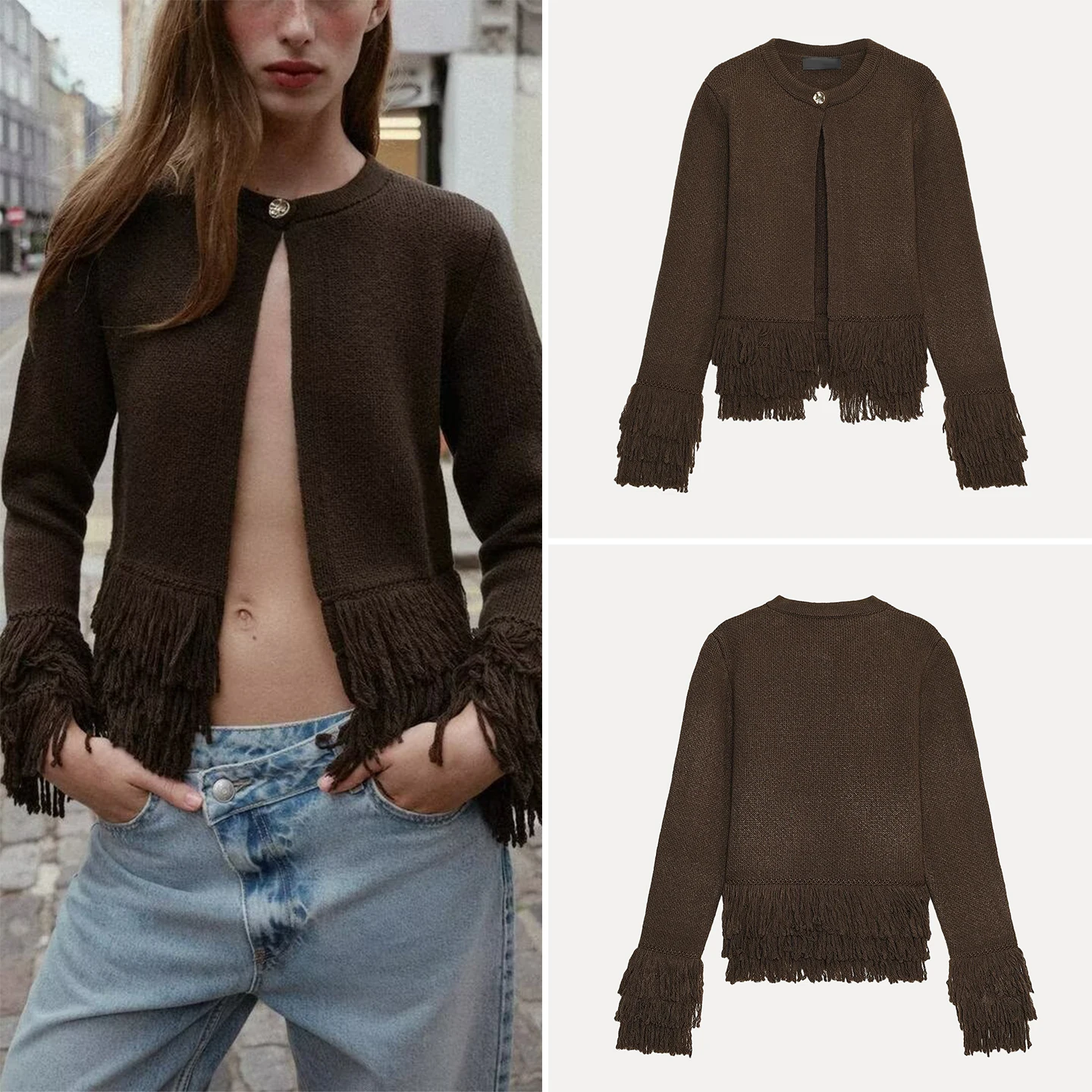 Z Women's Knitted Coat Faionable Tassel Button up Casual Outerwear Loose Fit Long Sve round Ne Single Button
Z Women's Knitted Coat Faionable Tassel Button up Casual Outerwear Loose Fit Long Sve round Ne Single Button