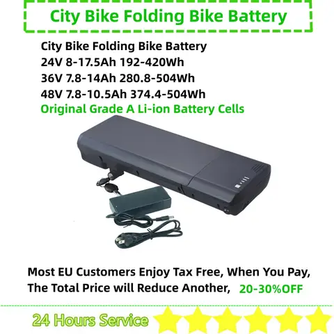 24V 8.7Ah 10Ah 15Ah City Rear Rack City Bike Folding Bike Ebike Battery 36v 8ah 10ah 14ah for Holfords Apollo Metis E-bike