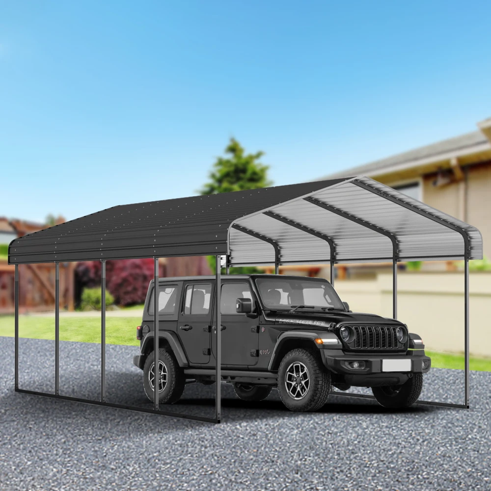 10x15 FT Metal Carport with Enhanced Base and Galvanized Steel Roof, Heavy Duty Outdoor Garage Car Shelter for Cars, Boats and Trucks
10x15 FT Metal Carport with Enhanced Base and Galvanized Steel Roof, Heavy Duty Outdoor Garage Car Shelter for Cars, Boats and Trucks