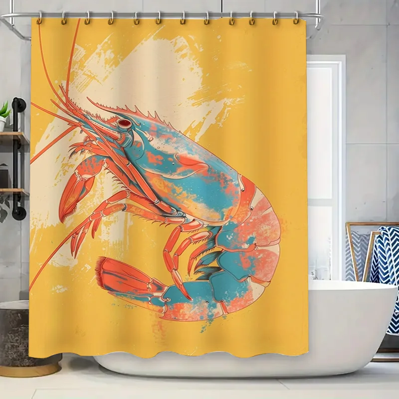 Modern Bathroom DecorColorful Lobster Shower Curtain Set in Orange and Blue 3D Printed Waterproof Fabric for Bathrooms, Availabl
Modern Bathroom DecorColorful Lobster Shower Curtain Set in Orange and Blue 3D Printed Waterproof Fabric for Bathrooms, Availabl
