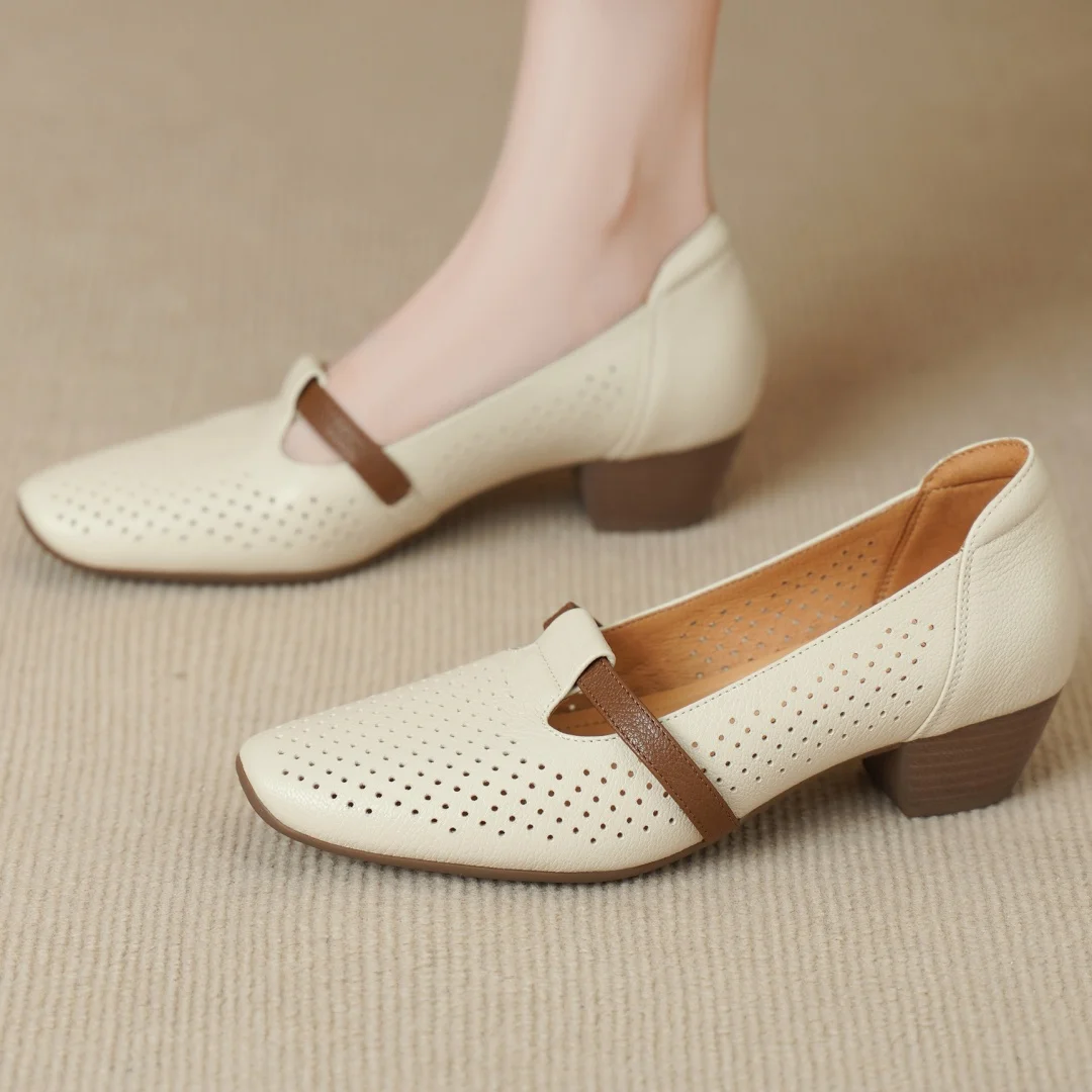 danxuefei women's hollow-out sheepskin square toe narrow band mix color t-strap slip-on pumps 4m thick med heel OL style shoes
danxuefei women's hollow-out sheepskin square toe narrow band mix color t-strap slip-on pumps 4m thick med heel OL style shoes