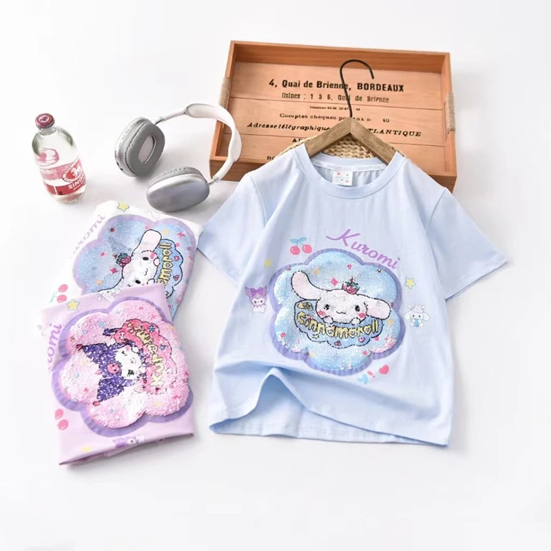 2024 Kuromi Children T-Shirt Sanrio Kawaii Anime Cinnamoroll Short-Sleeved Summer Sweet Cute Cartoon Babys Sequin Tops Kid Gift
2024 Kuromi Children T-Shirt Sanrio Kawaii Anime Cinnamoroll Short-Sleeved Summer Sweet Cute Cartoon Babys Sequin Tops Kid Gift