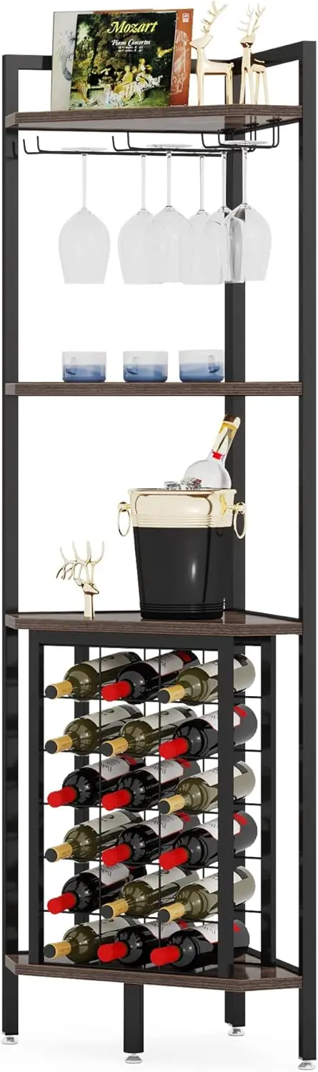 Corner Wine Rack Freestanding Floor Corner Bar Shelf with Glass Holder for Small Space, Brown
Corner Wine Rack Freestanding Floor Corner Bar Shelf with Glass Holder for Small Space, Brown