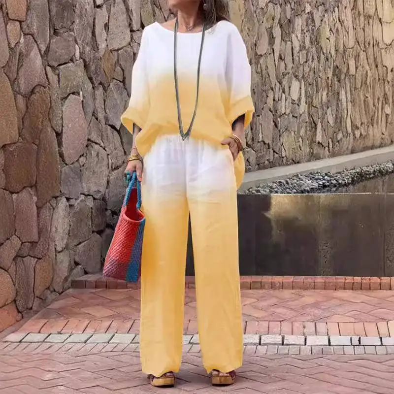 Fashionable Cotton Linen Gradient Two-Piece Set Women's New Summer Outfit Independent Station Cross-Border Commute Style
Fashionable Cotton Linen Gradient Two-Piece Set Women's New Summer Outfit Independent Station Cross-Border Commute Style
