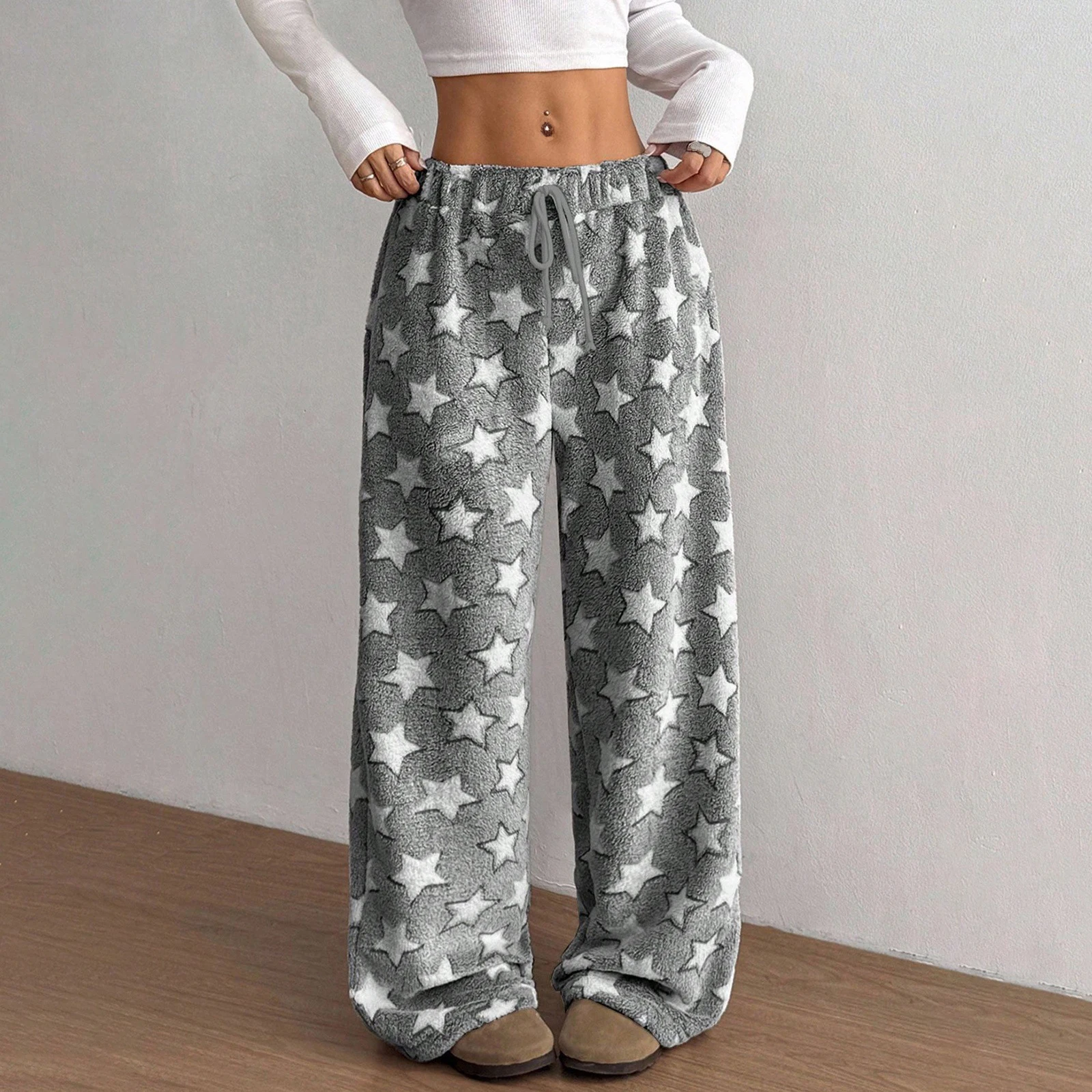 Women Star Print Fuzzy Lounge Pants Winter Drawstring High Waist Wide Leg Warm Fleece Sleep Pants Casual Home Pajama Trousers
Women Star Print Fuzzy Lounge Pants Winter Drawstring High Waist Wide Leg Warm Fleece Sleep Pants Casual Home Pajama Trousers