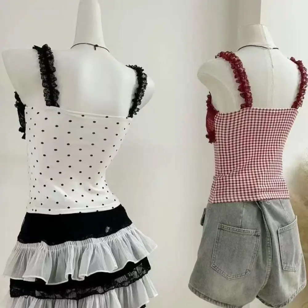 Spicy Girl Style Sleeveless Crop Top Mesh Dot V Neck Women Suspender Top Slim Fit Sweet Lace Camisole with Pads Girl
Spicy Girl Style Sleeveless Crop Top Mesh Dot V Neck Women Suspender Top Slim Fit Sweet Lace Camisole with Pads Girl