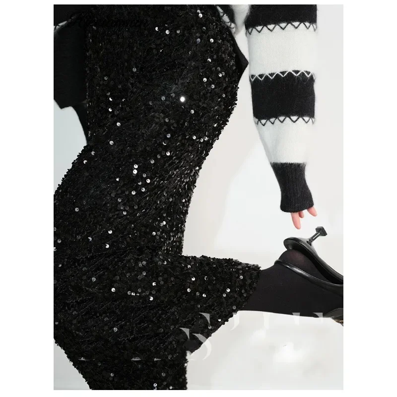 High Waist Sequined Skirt Women 2023 New Autumn Office Lady Basic Midi Skirt Chic Elegant Glossy Long Black Skirt
High Waist Sequined Skirt Women 2023 New Autumn Office Lady Basic Midi Skirt Chic Elegant Glossy Long Black Skirt