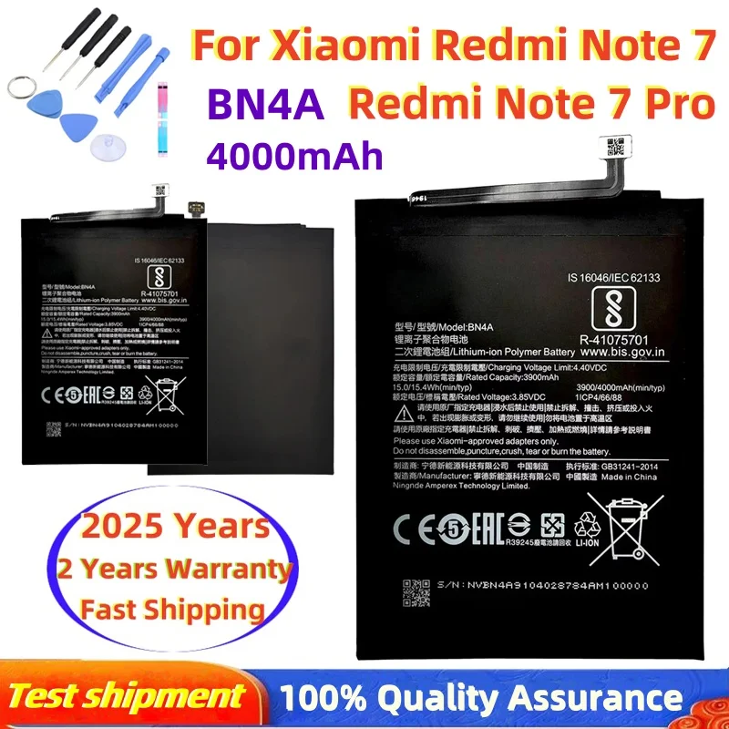 2025 Years 100% Original Battery 4000mAh BN4A For Xiaomi Redmi Note 7 / 7 Pro M1901F7C Genuine Phone Batteries Fast Shipping
2025 Years 100% Original Battery 4000mAh BN4A For Xiaomi Redmi Note 7 / 7 Pro M1901F7C Genuine Phone Batteries Fast Shipping