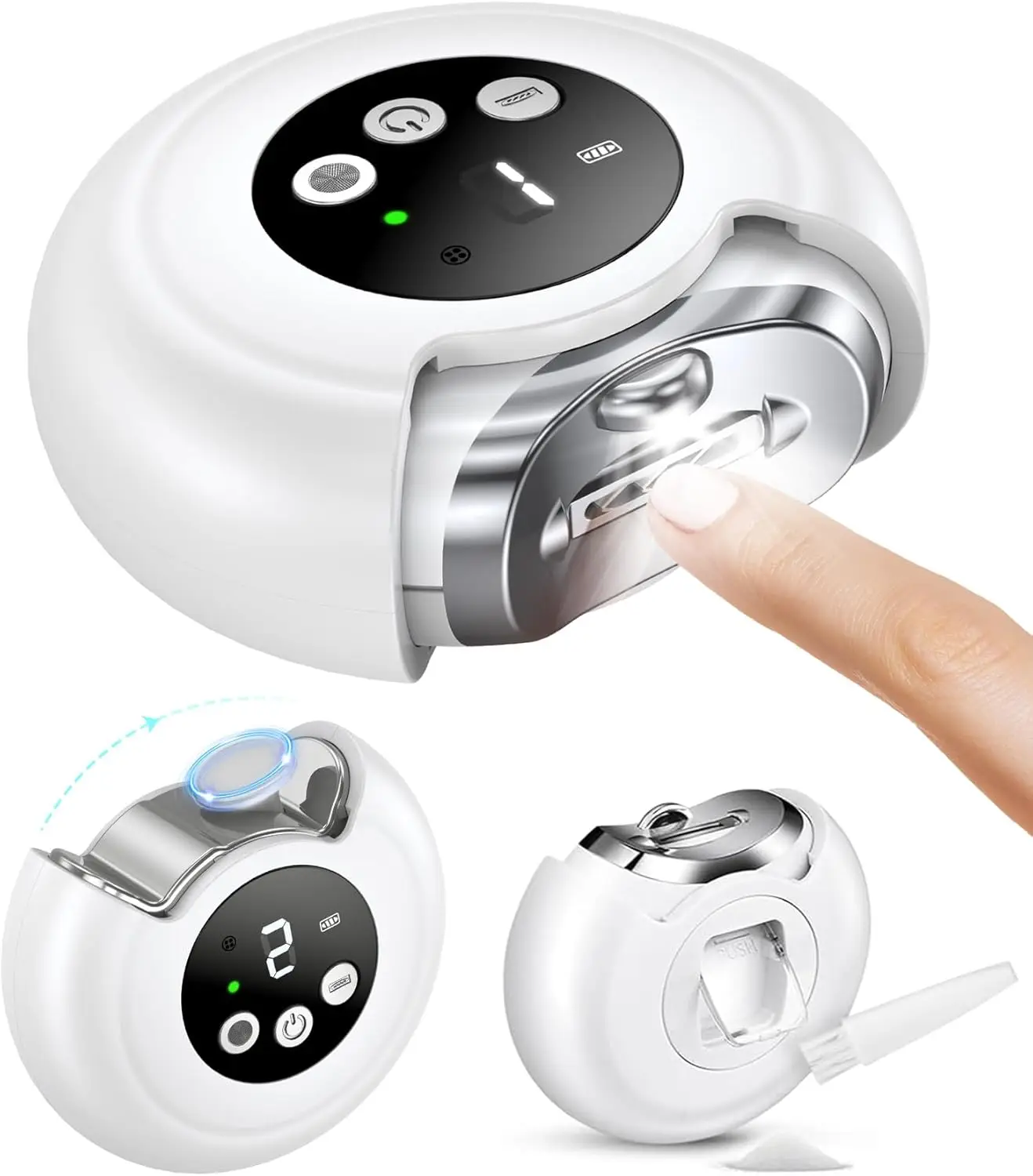 Electric Nail Clippers for All Ages, Rechargeable Safety Trimmer with Debris Catcher, 3-Speeds File & Polisher, LED Light, Quiet for Baby, Seniors, Adults
Electric Nail Clippers for All Ages, Rechargeable Safety Trimmer with Debris Catcher, 3-Speeds File & Polisher, LED Light, Quiet for Baby, Seniors, Adults