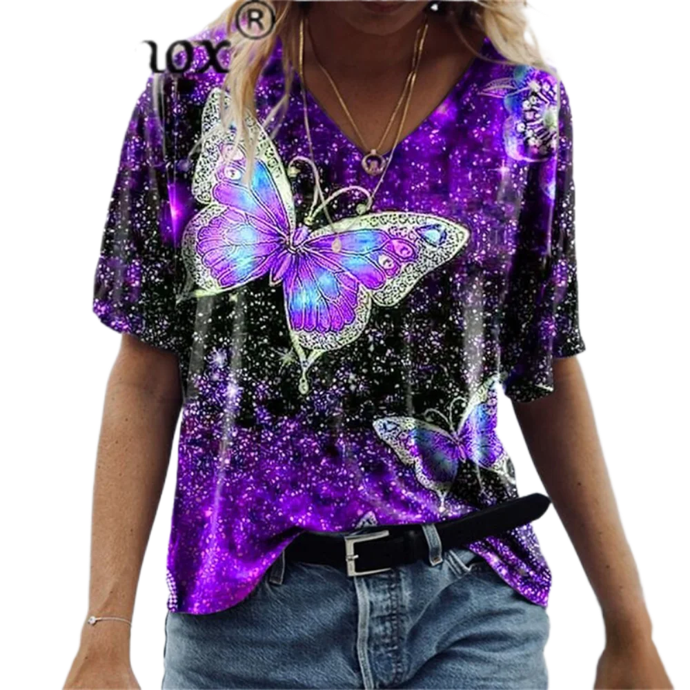 2022 Summer Women Short Sleeve V Neck Butterfly Shirt 3d Printing Cotton T Shirt Top Plus Size Casual Loose Streetwear
2022 Summer Women Short Sleeve V Neck Butterfly Shirt 3d Printing Cotton T Shirt Top Plus Size Casual Loose Streetwear