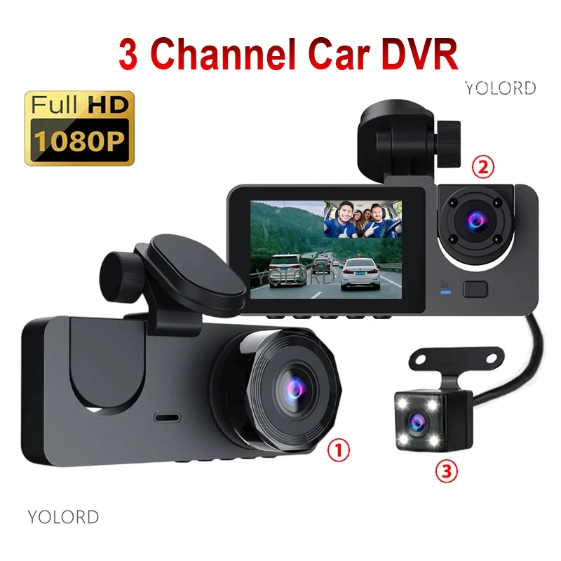 FHD 1080P Автомобильный видеорегистратор с 3 объективами, передняя и задняя внутренняя стандартная трехканальная камера, видеорегистратор, видеокамера
FHD 1080P Автомобильный видеорегистратор с 3 объективами, передняя и задняя внутренняя стандартная трехканальная камера, видеорегистратор, видеокамера