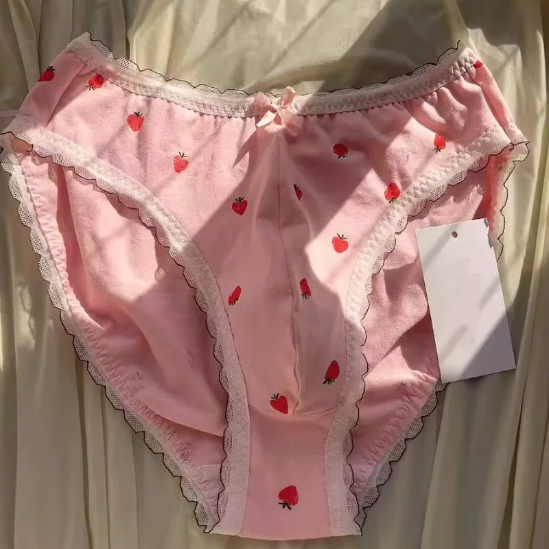 Pink Sweet and Cute Strawberry Pattern Underwear Lace Bow Men's Mid Waist Cotton Comfortable Panties Home Breathable Briefs
Pink Sweet and Cute Strawberry Pattern Underwear Lace Bow Men's Mid Waist Cotton Comfortable Panties Home Breathable Briefs