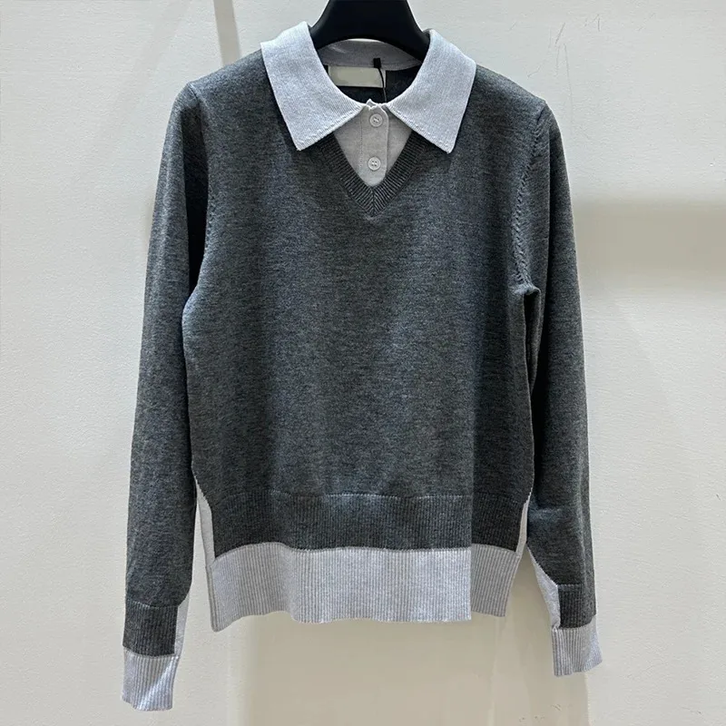 High Quality Women's Spliced Fake Two-pieve Loose Sweater Trendy Long Sleeves Turn Down Collar Tops Fashion Pullovers 2542360
High Quality Women's Spliced Fake Two-pieve Loose Sweater Trendy Long Sleeves Turn Down Collar Tops Fashion Pullovers 2542360