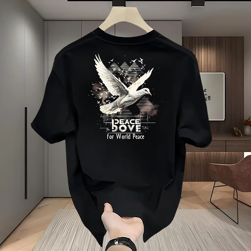High-quality men's T-shirts for summer, 100% pure cotton, trendy letter and dove print, casual, simple, loose and breathable
High-quality men's T-shirts for summer, 100% pure cotton, trendy letter and dove print, casual, simple, loose and breathable