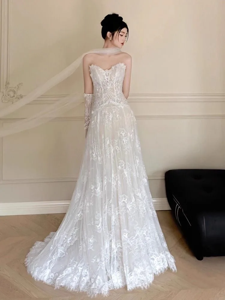 B-025 Light Wedding Dress Bridal 2025 Retro High end Lace Outward Yarn Super Fairy Forest Series Small Tail Welcome Dress
B-025 Light Wedding Dress Bridal 2025 Retro High end Lace Outward Yarn Super Fairy Forest Series Small Tail Welcome Dress