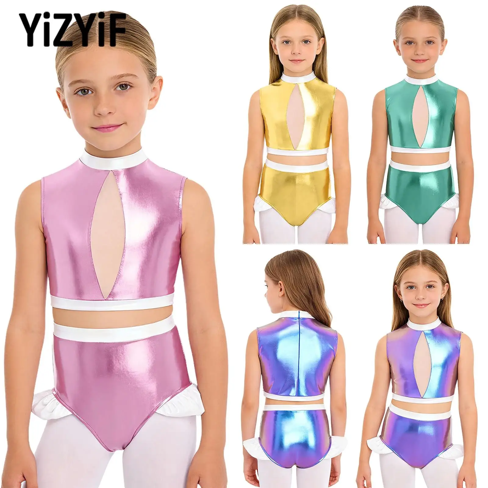 Girls Two Piece Rhythmic Gymnastics Figure Skating Outfit Sleeveless Metallic Crop Top+Shorts Set Teen Ballet Dancewear Swimwear
Girls Two Piece Rhythmic Gymnastics Figure Skating Outfit Sleeveless Metallic Crop Top+Shorts Set Teen Ballet Dancewear Swimwear