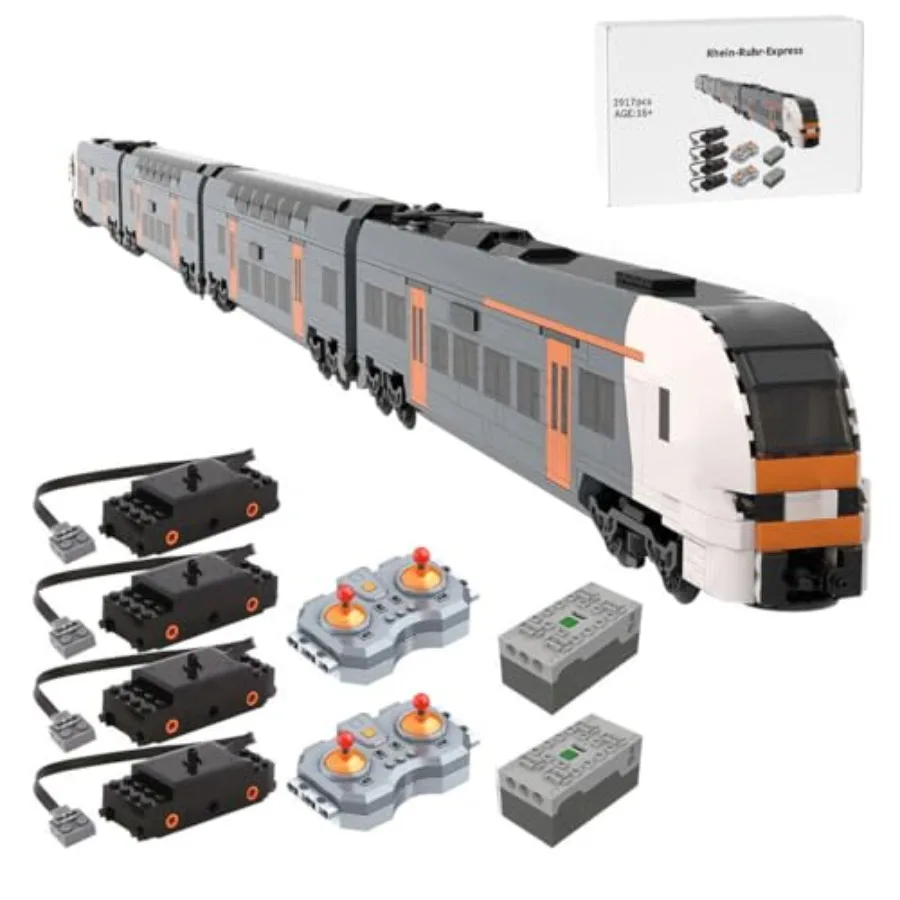 Steam train building kit for rail enthusiasts, ABS plastic, gray and red, 2917-piece dynamic model with functional wheels and d
Steam train building kit for rail enthusiasts, ABS plastic, gray and red, 2917-piece dynamic model with functional wheels and d