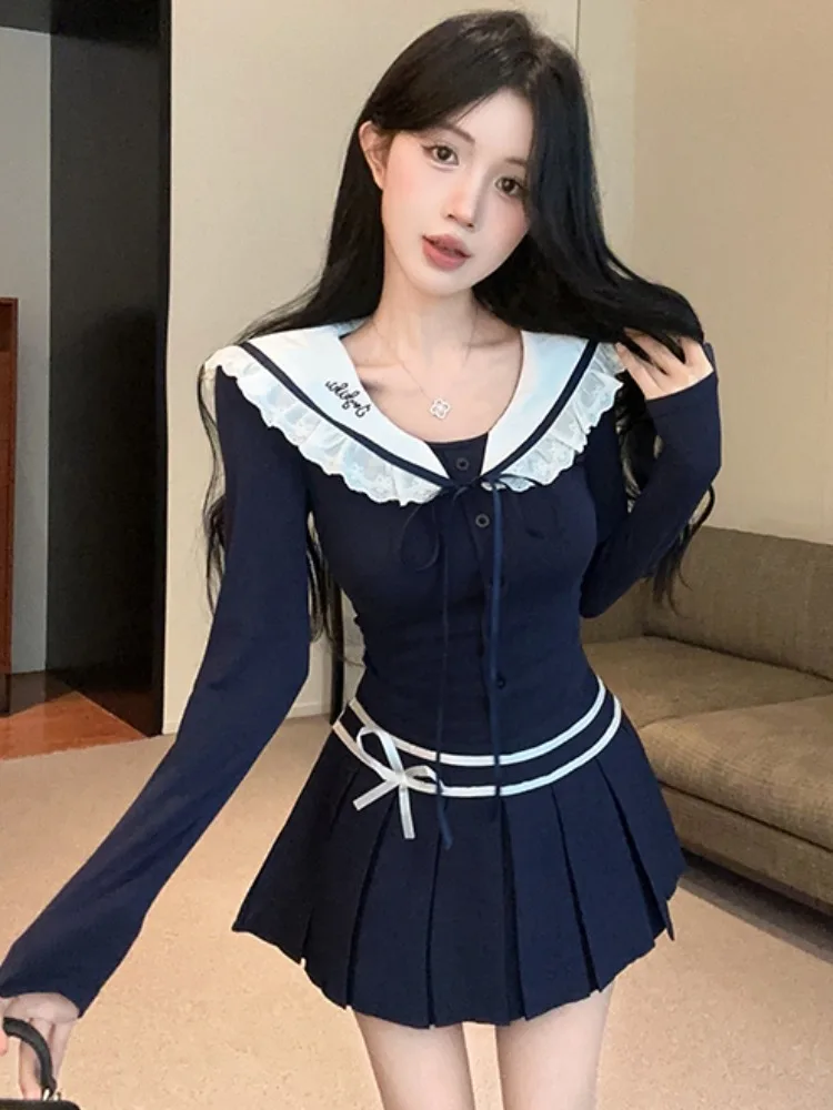 Sweet A-Line Skirt Set with Navy Collar Slim Fit Women's Style College Trend JK Uniform High Waist Slimming Pleated Short Skirt
Sweet A-Line Skirt Set with Navy Collar Slim Fit Women's Style College Trend JK Uniform High Waist Slimming Pleated Short Skirt