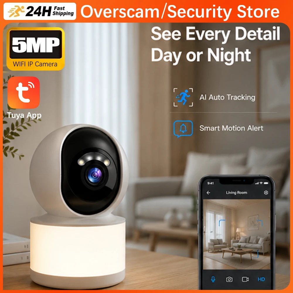 Tuya Smartlife Indoor Camera 5MP HD Color Night Vision Lighting Wireless WiFi Home Baby Monitor AI Human Tracking Two-Way Audio
Tuya Smartlife Indoor Camera 5MP HD Color Night Vision Lighting Wireless WiFi Home Baby Monitor AI Human Tracking Two-Way Audio
