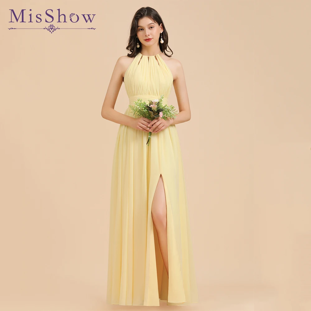Customized Yellow plus Size Bridesmaid Dress Long Sexy Engagement Robe Split Leg Halter Party Evening Gown for Women 2025
Customized Yellow plus Size Bridesmaid Dress Long Sexy Engagement Robe Split Leg Halter Party Evening Gown for Women 2025