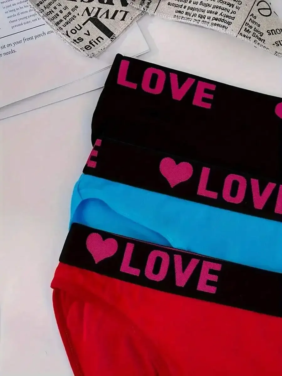 6 Pcs Womens Love Heart Letter Print Briefs Soft Summer Bikini Underpants
6 Pcs Womens Love Heart Letter Print Briefs Soft Summer Bikini Underpants