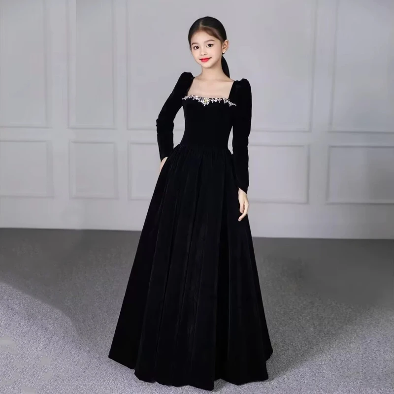 2026 Girls Children Black Velvet Host Piano Concert Performance Kids Birthday Party Evening French Style Pageant Gown Costume
2026 Girls Children Black Velvet Host Piano Concert Performance Kids Birthday Party Evening French Style Pageant Gown Costume