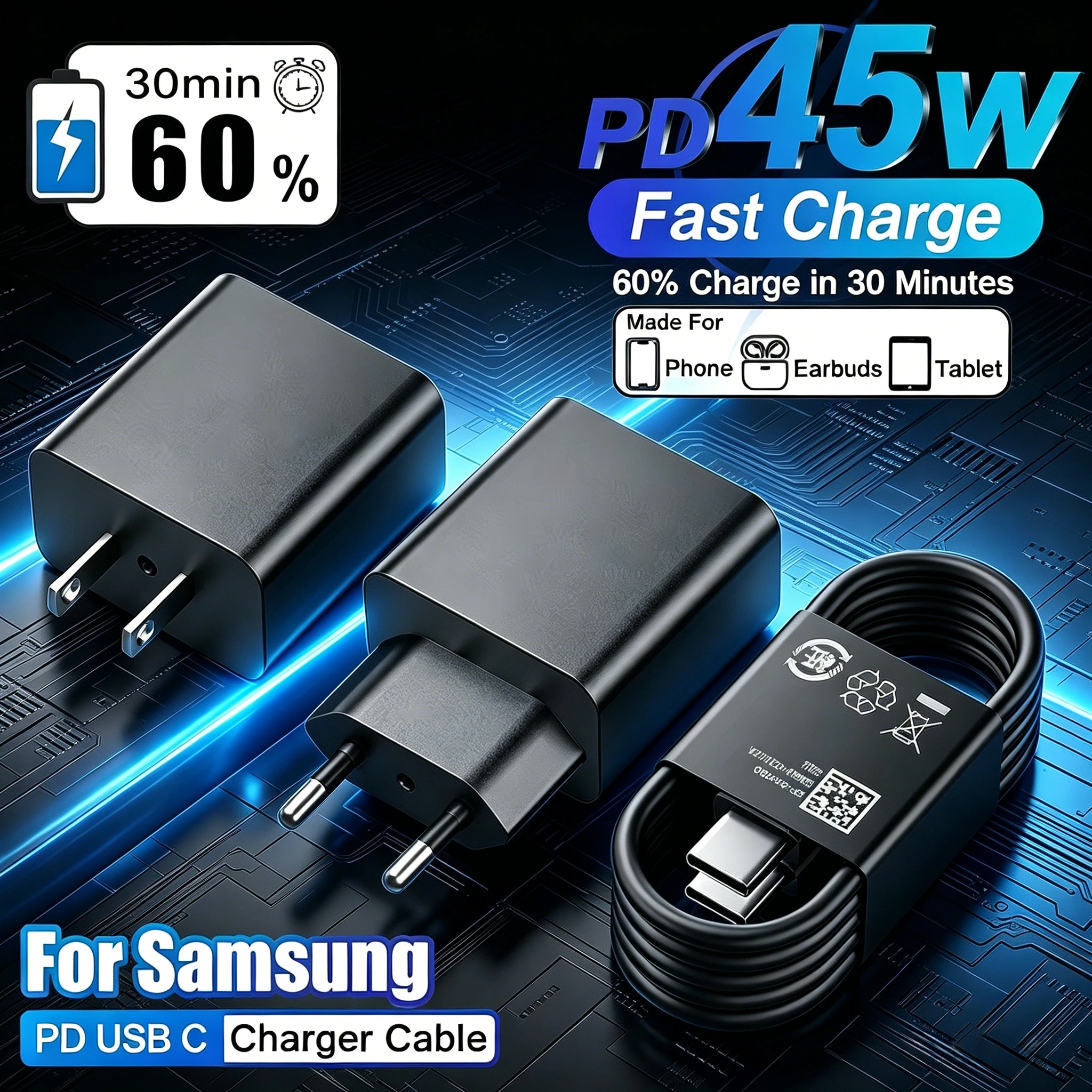 PD 45W Super Fast Charging Adapter For Samsung Galaxy S25 S24 26 Ultra A55 A56 Phone Charger
PD 45W Super Fast Charging Adapter For Samsung Galaxy S25 S24 26 Ultra A55 A56 Phone Charger