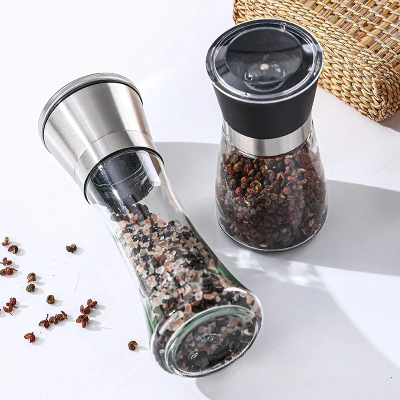 Pepper Grinder 304 Stainless Steel Lid Salt Pepper Sesame Grinder Ceramic Core Glass Seasoning bottle Manual Spice Salt Grinder
Pepper Grinder 304 Stainless Steel Lid Salt Pepper Sesame Grinder Ceramic Core Glass Seasoning bottle Manual Spice Salt Grinder