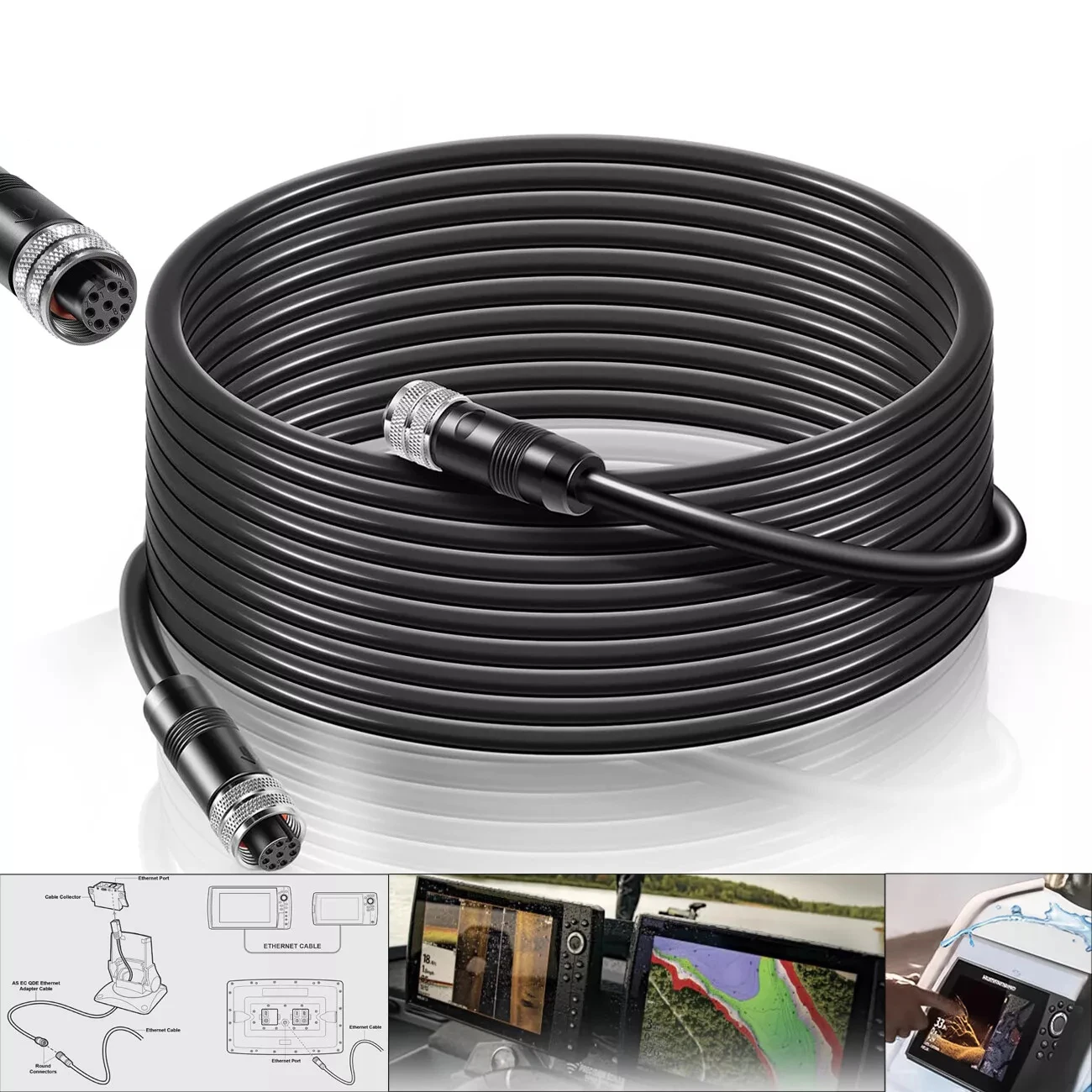 ТМ 720073 -3 AS EC 20E 8-контактный Ethernet-кабель Запасная часть для Humminbird Подходит для всех моделей APEX, SOLIX и Onix (20 футов)
ТМ 720073 -3 AS EC 20E 8-контактный Ethernet-кабель Запасная часть для Humminbird Подходит для всех моделей APEX, SOLIX и Onix (20 футов)
