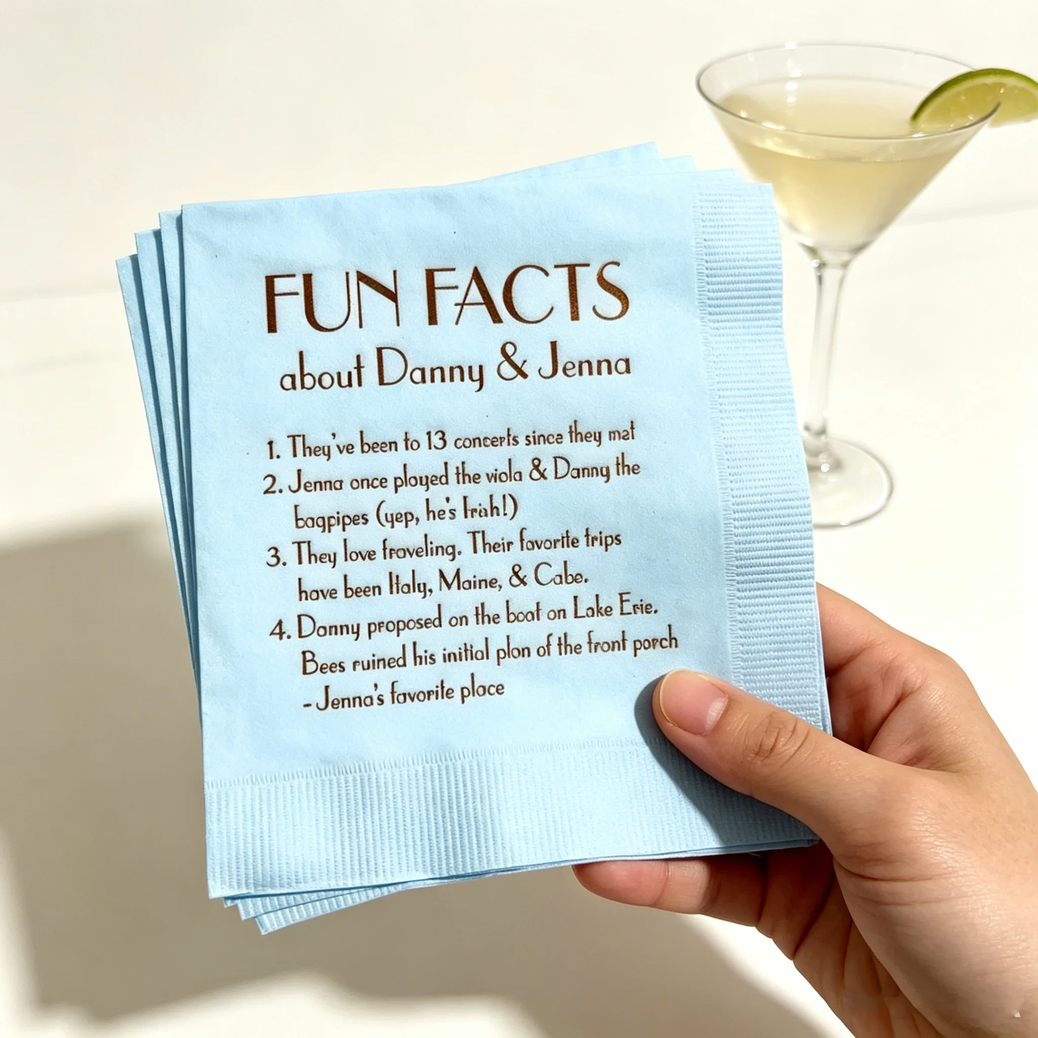50pcs Custom Fun Facts Couple Napkins, Personalized Names & Story Disposable Cocktail Napkins, Multi-Colors for Wedding, Engagem
50pcs Custom Fun Facts Couple Napkins, Personalized Names & Story Disposable Cocktail Napkins, Multi-Colors for Wedding, Engagem