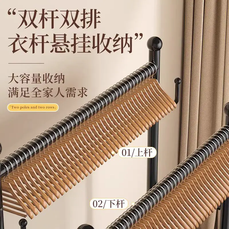 Movable Floor Standing Clothes Drying Rack Multi Functional Foldable Clothes Storage Rack for Balcony Bedroom