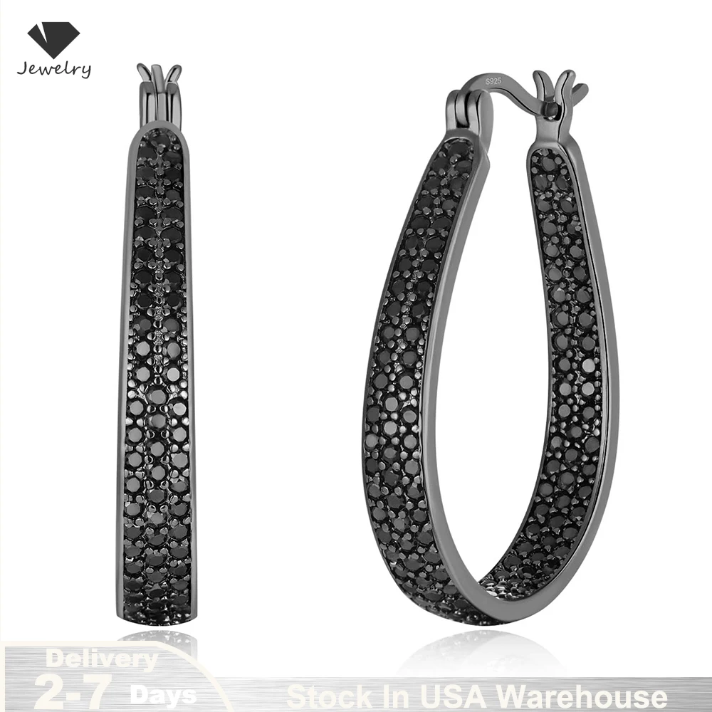 925 Sterling Silver Post Hoop Earrings for Women Gilrs Black Cubic Zircon Hoops Oval Chunky Hoop Earrings Jewelry Gift USA Stock
925 Sterling Silver Post Hoop Earrings for Women Gilrs Black Cubic Zircon Hoops Oval Chunky Hoop Earrings Jewelry Gift USA Stock