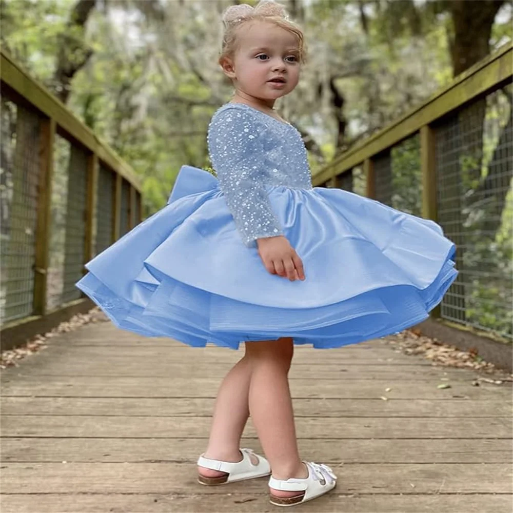 Blue Sequins Flower Girl Dress For Wedding Puffy Knee Length With Bow Kids Birthday Party Dress First Communion Ball Gown
Blue Sequins Flower Girl Dress For Wedding Puffy Knee Length With Bow Kids Birthday Party Dress First Communion Ball Gown