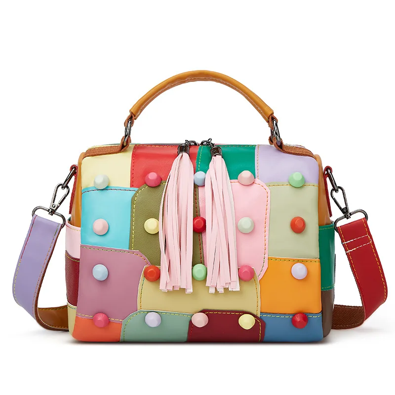 Ladies Street Trendy Splicing Color Contrasting Postman Bag Large Capacity Color Handbag Trendy Single Shoulder Crossbody Bag
Ladies Street Trendy Splicing Color Contrasting Postman Bag Large Capacity Color Handbag Trendy Single Shoulder Crossbody Bag