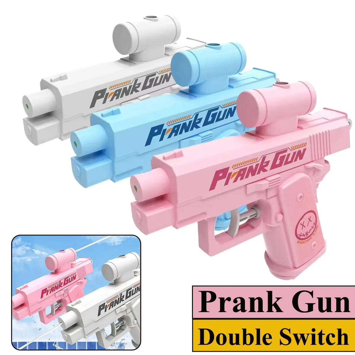Portable Two-Way Prank Water Gun Reverse Splash Toy Summer Pool Beach Water Fight Stress Relief Interactive Toys for boy
Portable Two-Way Prank Water Gun Reverse Splash Toy Summer Pool Beach Water Fight Stress Relief Interactive Toys for boy
